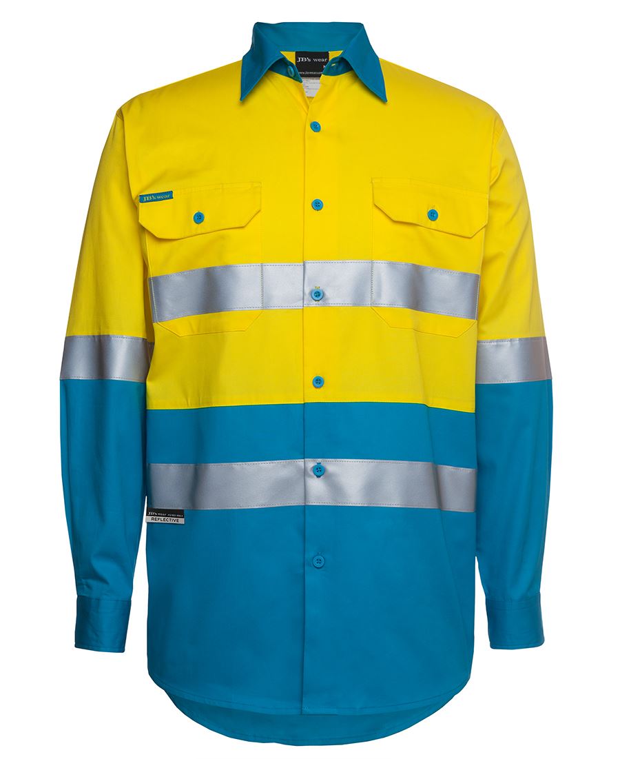 JBs Wear Hi Vis Long Sleeve (D+N) 150g Work Shirt - Adults (6DNWL)