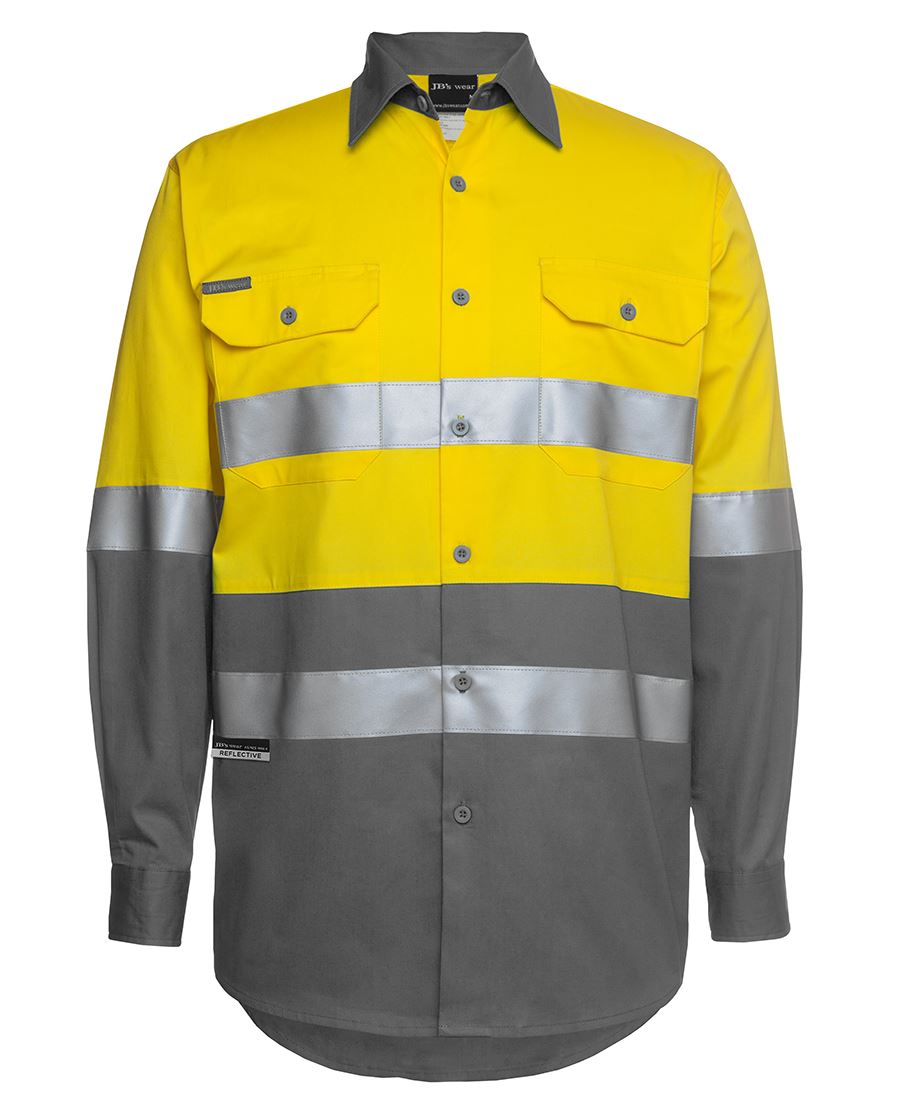 JBs Wear Hi Vis Long Sleeve (D+N) 150g Work Shirt - Adults (6DNWL)