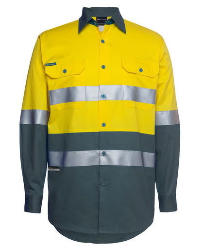 JBs Wear Hi Vis Long Sleeve (D+N) 150g Work Shirt - Adults (6DNWL)