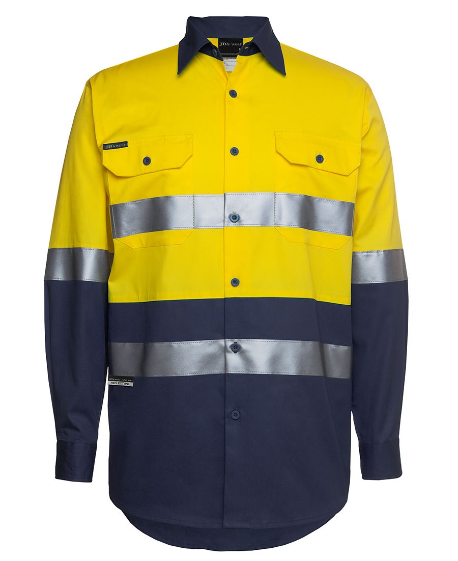 JBs Wear Hi Vis Long Sleeve (D+N) 150g Work Shirt - Adults (6DNWL)