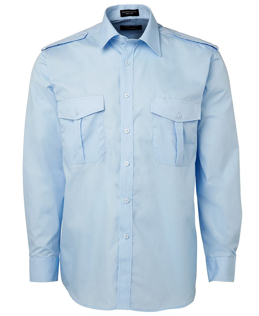JB's Wear-Jb's Epaulette Gents Shirt-Blue L/S / S-Uniform Wholesalers - 5