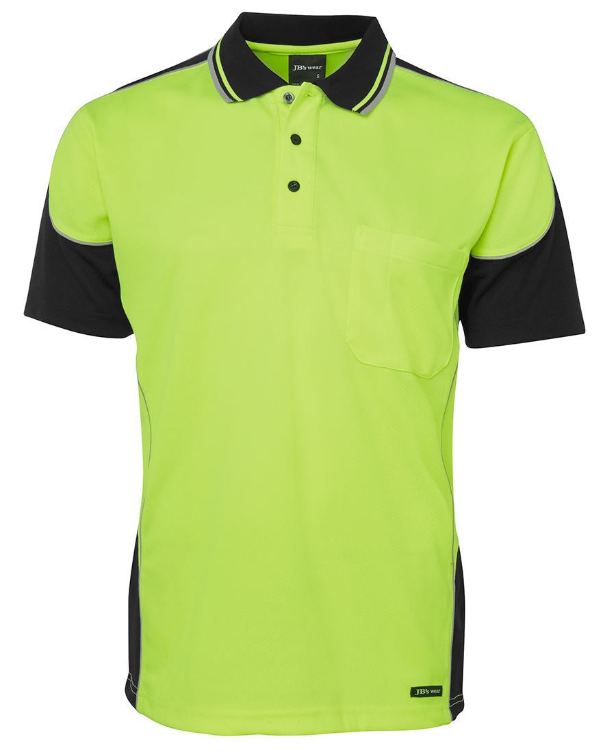 JB's Wear-JB's Hi Vis Contrast Piping Polo - Adults-Lime/Black / S-Uniform Wholesalers - 2