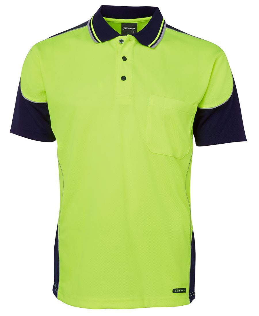 JB's Wear-JB's Hi Vis Contrast Piping Polo - Adults-Lime/Navy / S-Uniform Wholesalers - 3