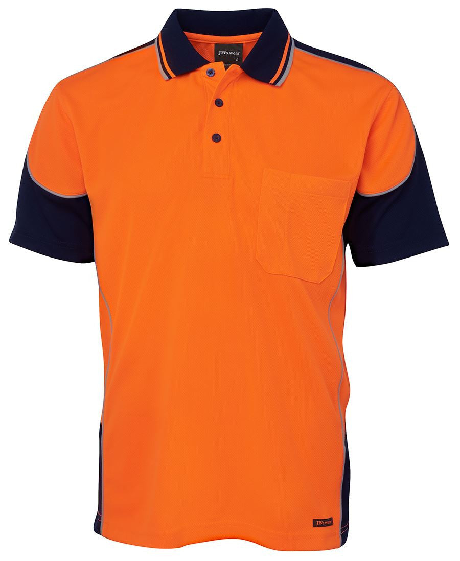 JB's Wear-JB's Hi Vis Contrast Piping Polo - Adults-Orange/Navy / S-Uniform Wholesalers - 4