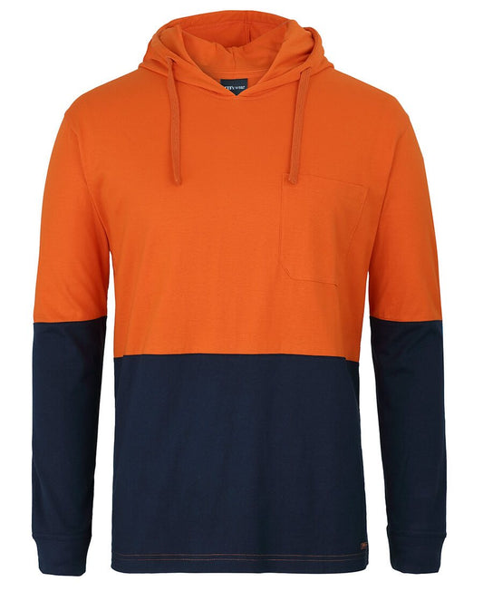 JBs Wear Hi Vis L/S Cotton Tee With Hood (6HCTL)