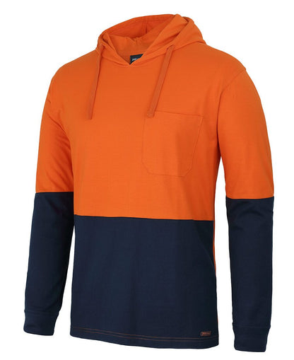 JBs Wear Hi Vis L/S Cotton Tee With Hood (6HCTL)