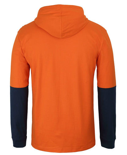 JBs Wear Hi Vis L/S Cotton Tee With Hood (6HCTL)