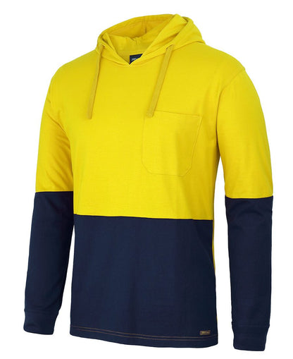 JBs Wear Hi Vis L/S Cotton Tee With Hood (6HCTL)