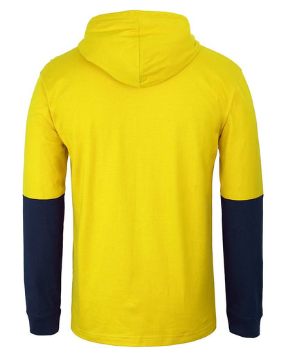 JBs Wear Hi Vis L/S Cotton Tee With Hood (6HCTL)