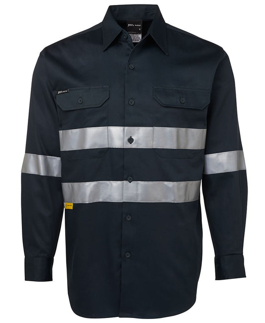 JB's Wear-JB's Hi Vis (D+N) Long Sleeve 190g Shirt With Tape - Adults-Green / XS-Uniform Wholesalers - 2