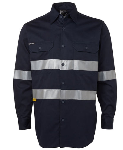 JB's Wear-JB's Hi Vis (D+N) Long Sleeve 190g Shirt With Tape - Adults-Navy / XS-Uniform Wholesalers - 4
