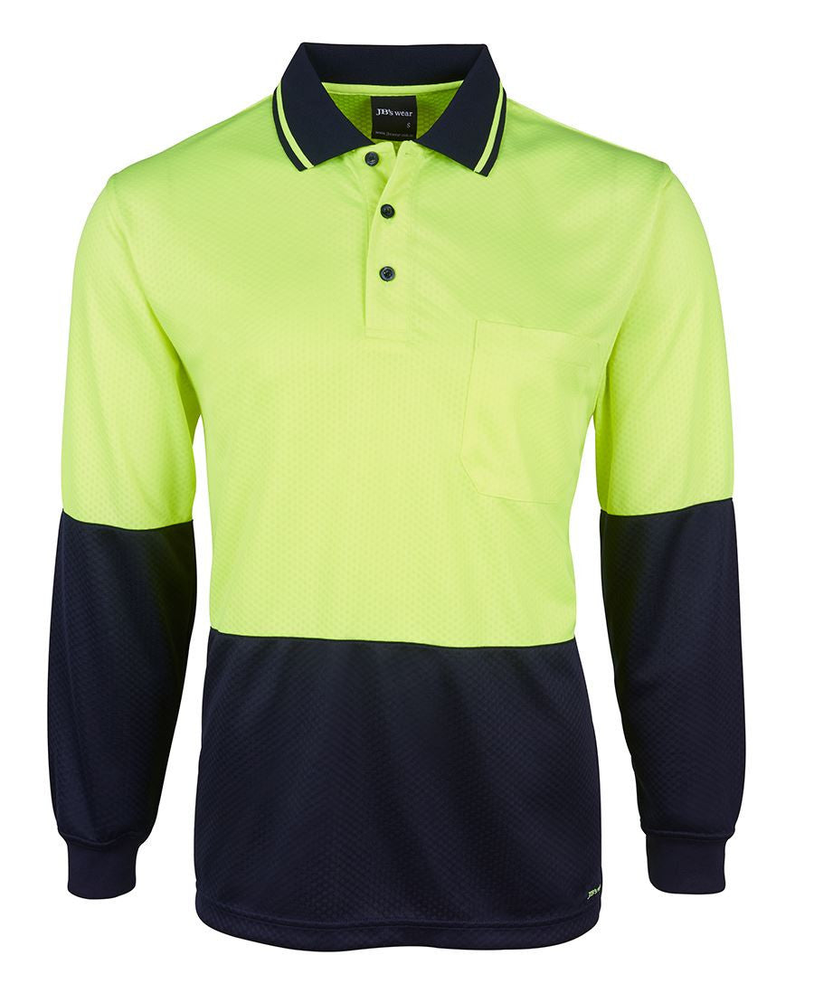 JB's Wear-JB's Hi Vis L/S Jacquard Polo-Lime/Navy / XS-Uniform Wholesalers - 2