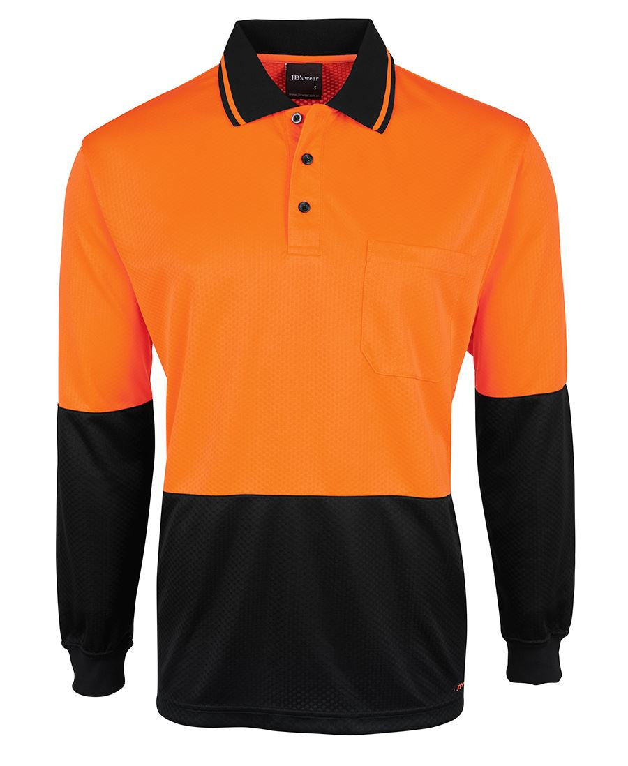 JB's Wear-JB's Hi Vis L/S Jacquard Polo-Orange/Black / XS-Uniform Wholesalers - 3