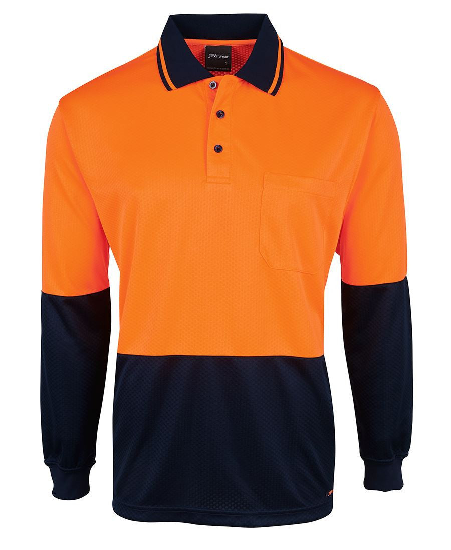 JB's Wear-JB's Hi Vis L/S Jacquard Polo-Orange/Navy / XS-Uniform Wholesalers - 4