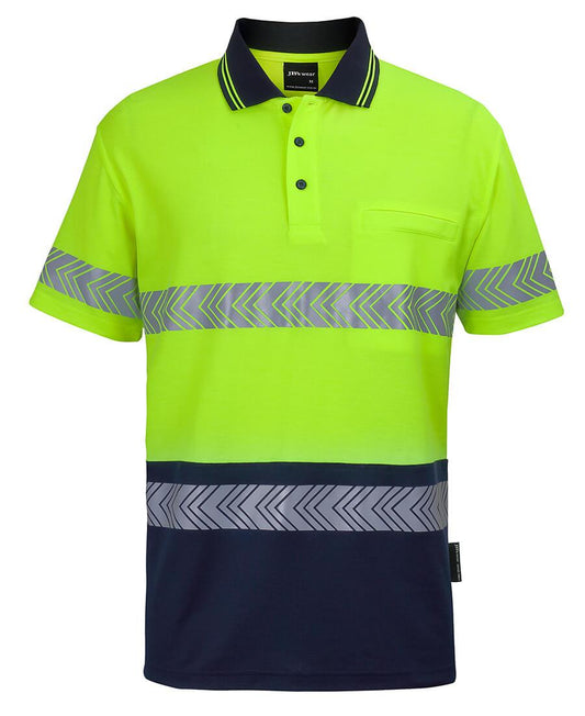 JBs Wear Hi Vis (D+N) Cotton Back S/S Segmented Tape Polo (6HMSS)