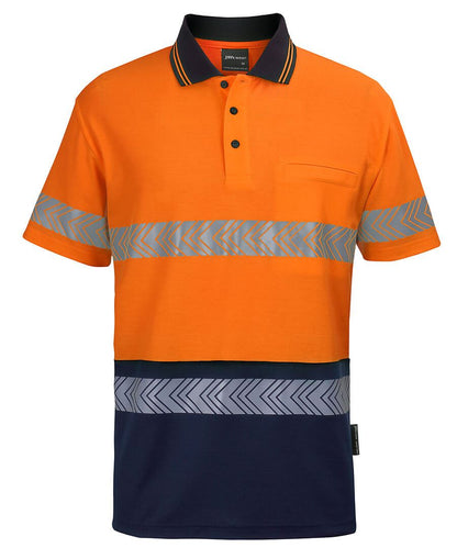 JBs Wear Hi Vis (D+N) Cotton Back S/S Segmented Tape Polo (6HMSS)
