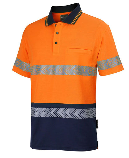 JBs Wear Hi Vis (D+N) Cotton Back S/S Segmented Tape Polo (6HMSS)