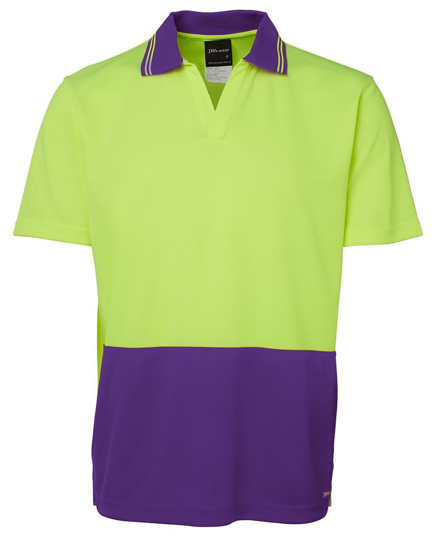 JB's Wear-JB's Hi Vis S/S Non Button Polo-Lime/Purple / XS-Uniform Wholesalers - 3