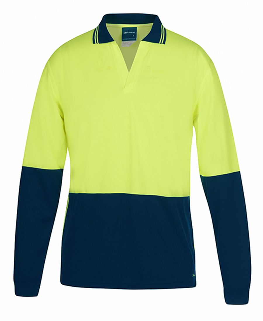 JBs Wear Hi Vis L/S Non Button Polo (6HNBL)