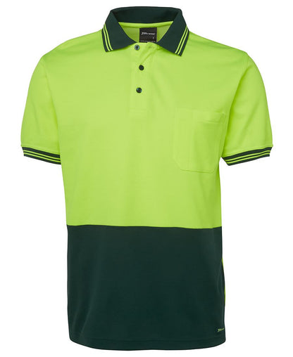 JB's Wear-Jb's Hi Vis Short Sleeve Cotton Back Polo - Adults-Lime/Bottle / XS-Uniform Wholesalers - 2