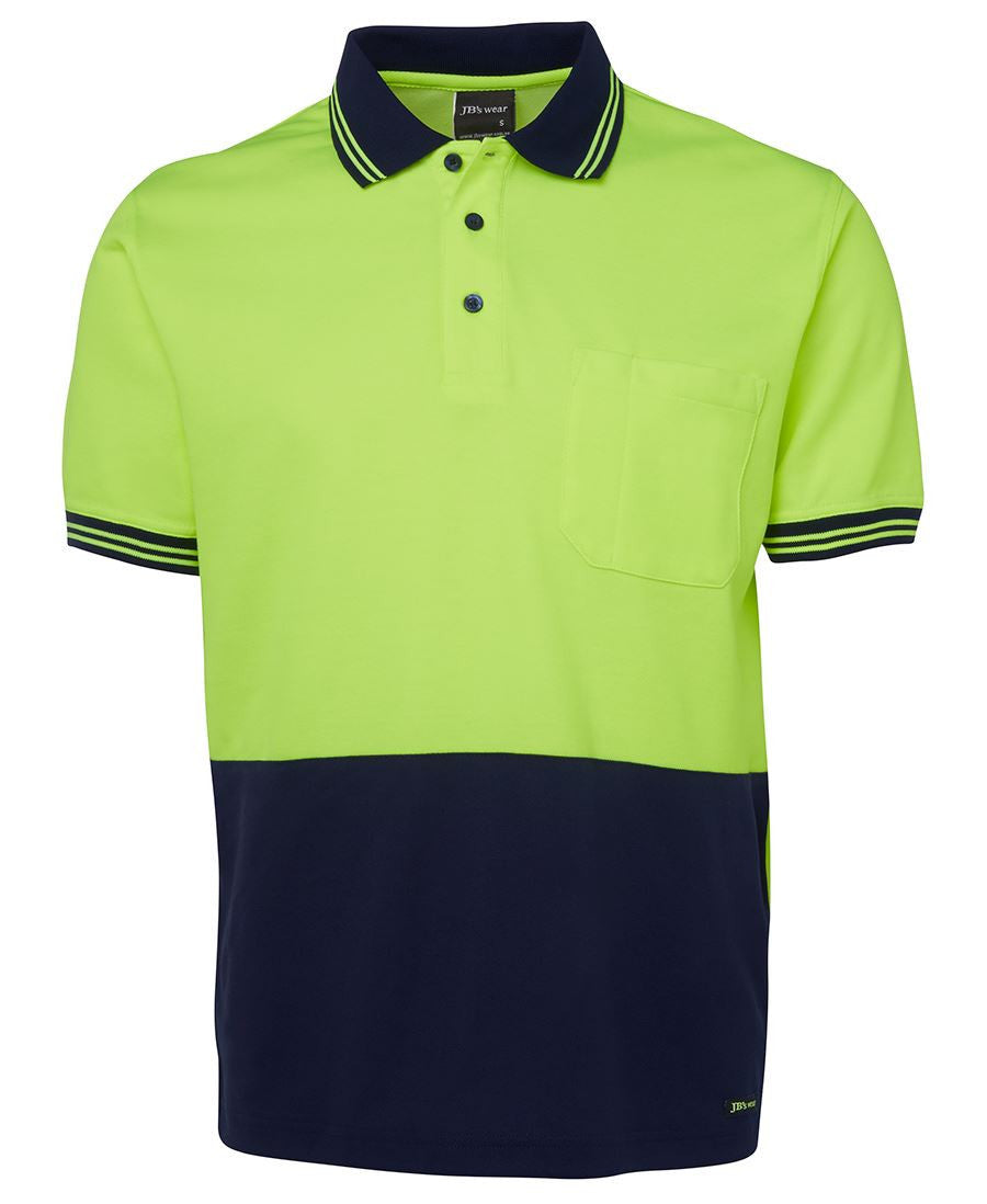 JB's Wear-Jb's Hi Vis Short Sleeve Cotton Back Polo - Adults-Lime/Navy / XS-Uniform Wholesalers - 4