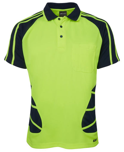 JB's Wear-Jb's Hi Vis Short Sleeve Spider Polo - Adults-Lime/Navy / XS-Uniform Wholesalers - 6