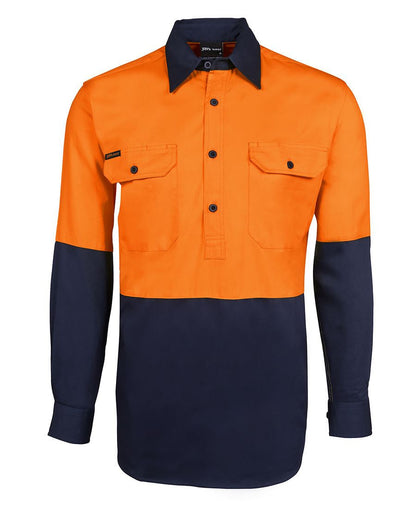 JB's Wear-JB's Hi Vis L/S 190g Close Front Shirt-Orange/Navy / XS-Uniform Wholesalers - 2