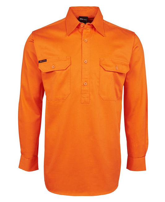JB's Wear-JB's Hi Vis L/S 190g Close Front Shirt-Orange / XS-Uniform Wholesalers - 1