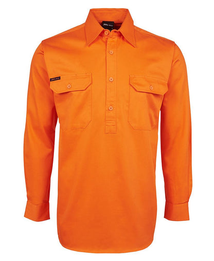 JB's Wear-JB's Hi Vis L/S 190g Close Front Shirt-Orange / XS-Uniform Wholesalers - 1
