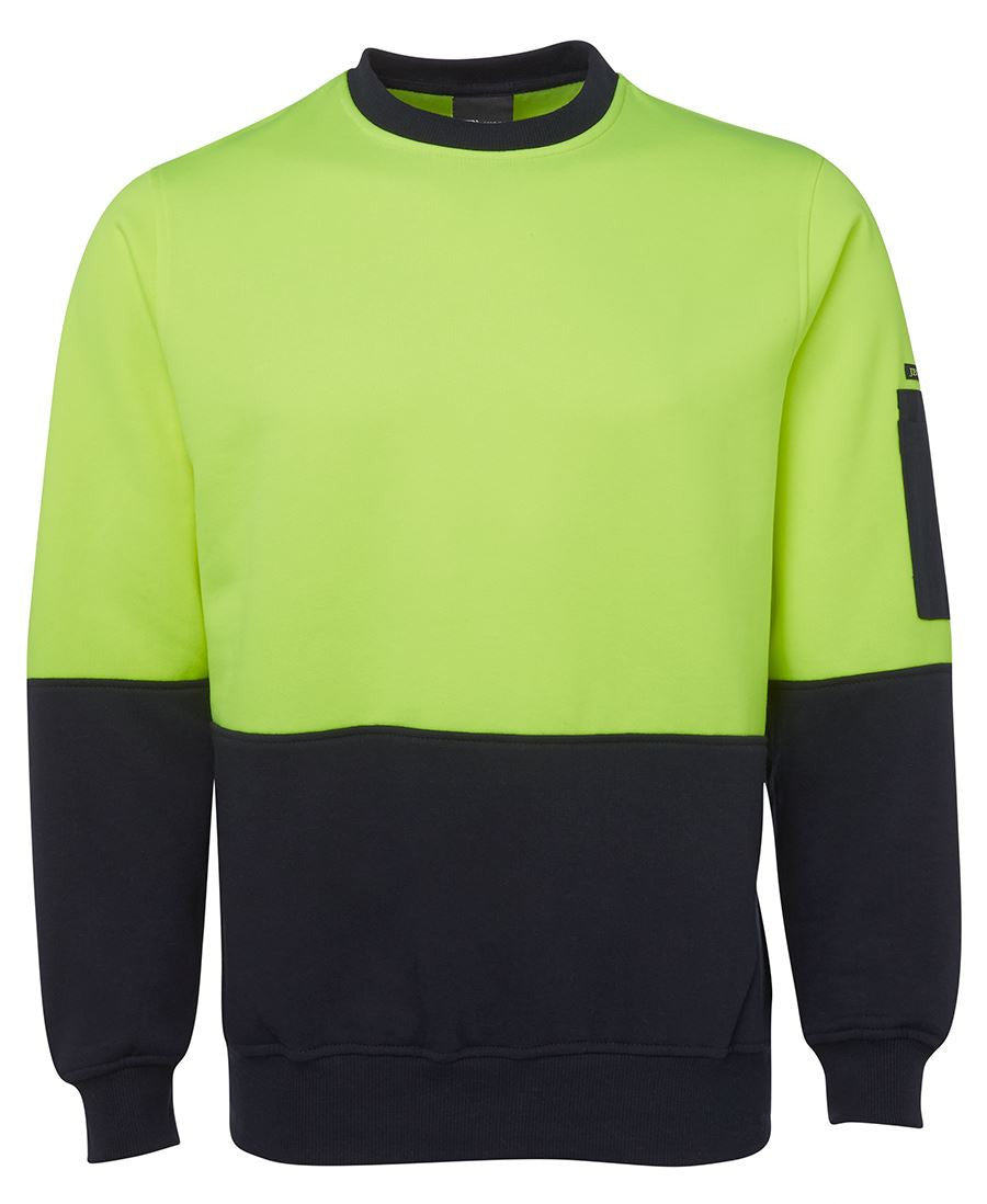 JB's Wear-JB's Hi Vis Fleecy Crew - Adults-Lime/Navy / S-Uniform Wholesalers - 2