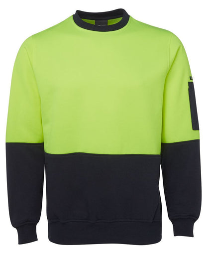 JB's Wear-JB's Hi Vis Fleecy Crew - Adults-Lime/Navy / S-Uniform Wholesalers - 2