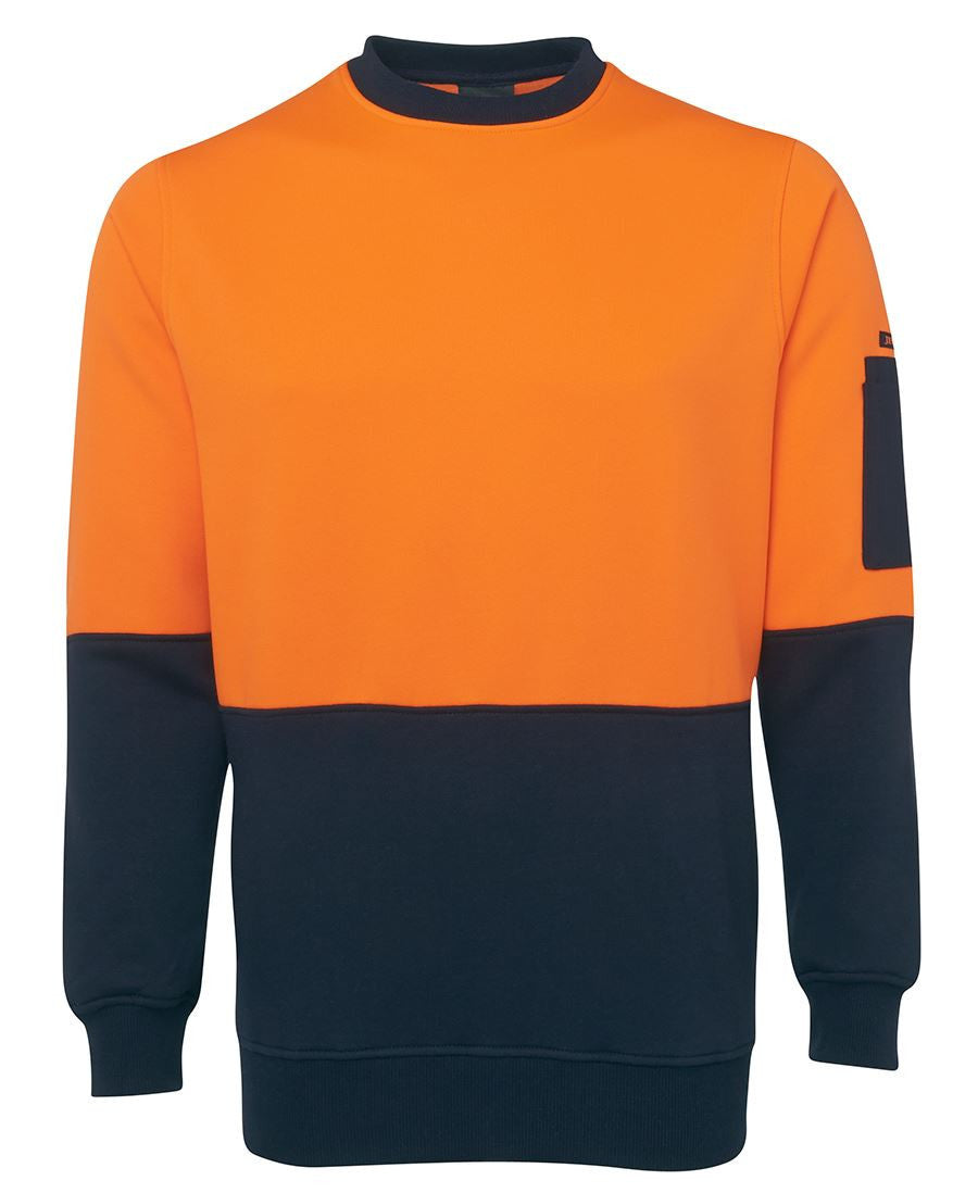 JB's Wear-JB's Hi Vis Fleecy Crew - Adults-Orange/Navy / S-Uniform Wholesalers - 4