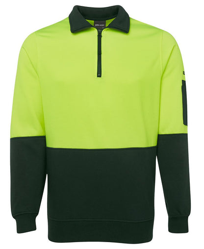 JB's Wear-JB's Hi Vis 1/2 Zip Fleecy Sweat - Adults-Lime/Bottle / S-Uniform Wholesalers - 4