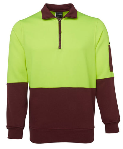 JB's Wear-JB's Hi Vis 1/2 Zip Fleecy Sweat - Adults-Lime/Maroon / S-Uniform Wholesalers - 5