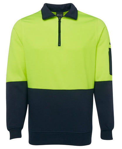 JB's Wear-JB's Hi Vis 1/2 Zip Fleecy Sweat - Adults-Lime/Navy / S-Uniform Wholesalers - 6