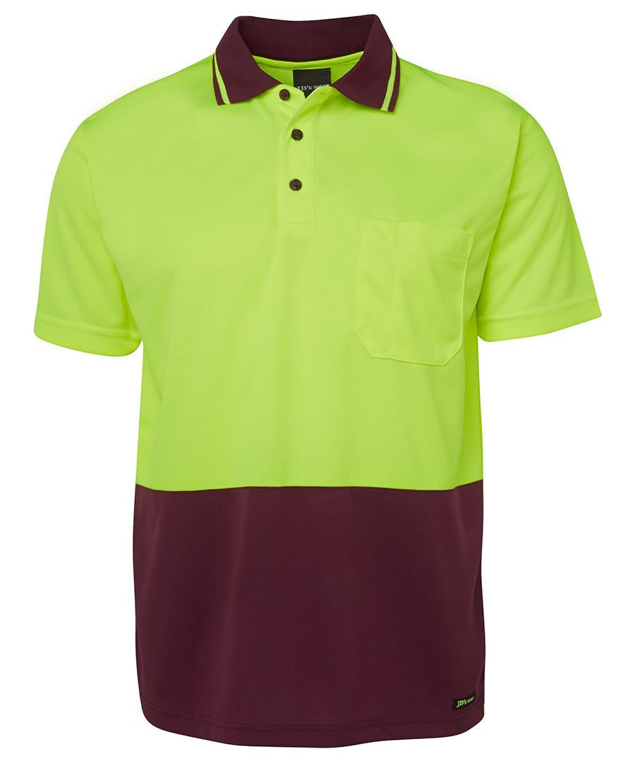 JB's Wear-JB's Adults Hi Vis  Non Cuff Traditional Polo 1st (11 colour)-Lime/Maroon / XS-Uniform Wholesalers - 7