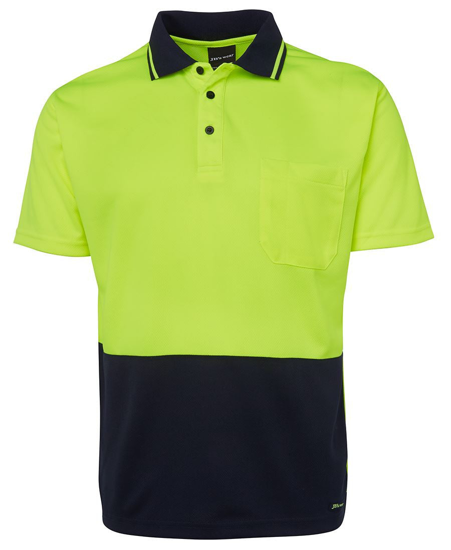 JB's Wear-JB's Adults Hi Vis  Non Cuff Traditional Polo 1st (11 colour)-Lime/Navy / XS-Uniform Wholesalers - 8