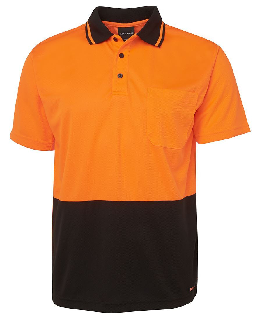 JB's Wear-JB's Adults Hi Vis  Non Cuff Traditional Polo 1st (11 colour)-Orange/Black / XS-Uniform Wholesalers - 12