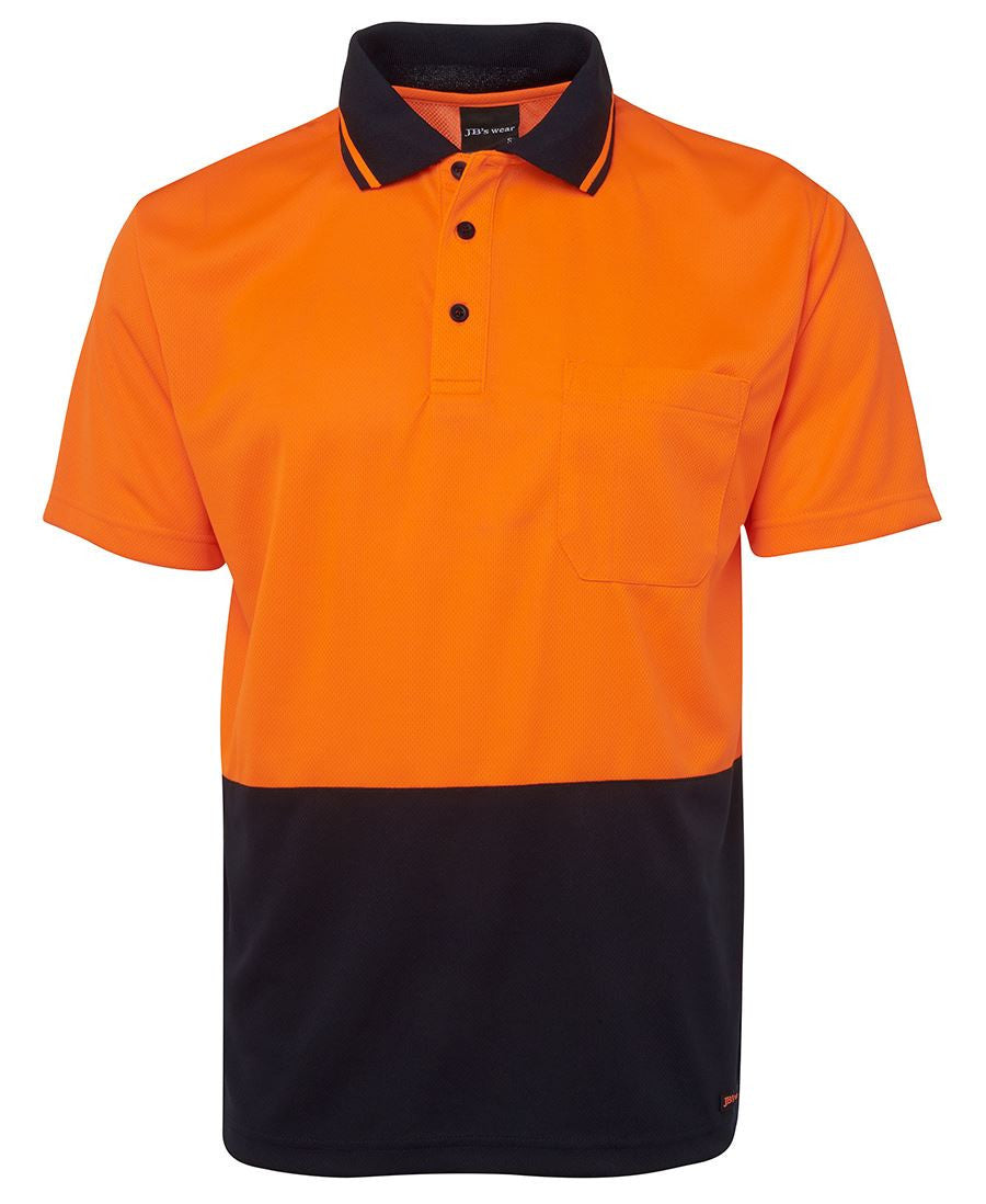 JB's Wear-JB's Adults Hi Vis  Non Cuff Traditional Polo 1st (11 colour)-Orange/Navy / XS-Uniform Wholesalers - 9