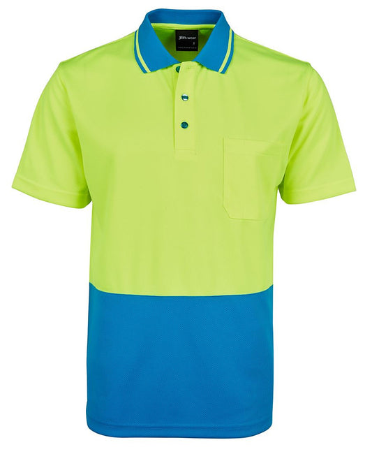 JBs Wear Adults Hi Vis  Non Cuff Traditional Polo (6HVNC)