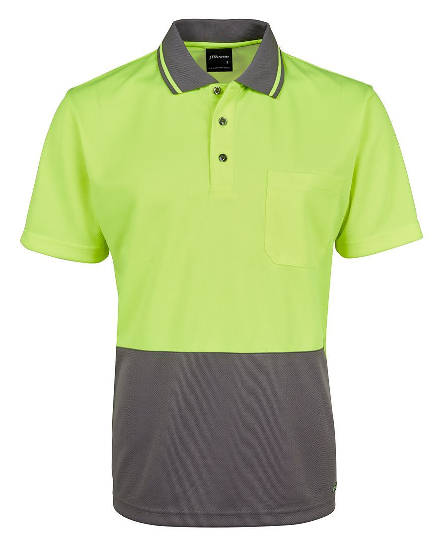 JB's Wear-JB's Adults Hi Vis  Non Cuff Traditional Polo 1st (11 colour)-Lime/Charcoal / XS-Uniform Wholesalers - 5