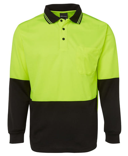 JB's Wear-JB's Hi Vis Long Sleeve Trad Polo - Adults-Lime/Black / XS-Uniform Wholesalers - 2
