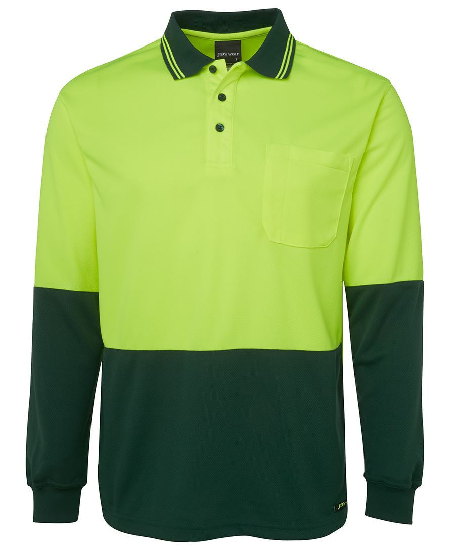 JB's Wear-JB's Hi Vis Long Sleeve Trad Polo - Adults-Lime/Bottle / XS-Uniform Wholesalers - 4