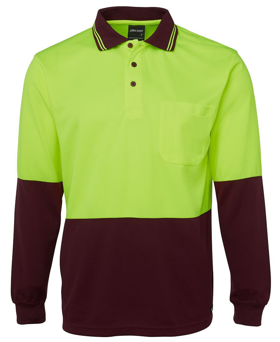 JB's Wear-JB's Hi Vis Long Sleeve Trad Polo - Adults-Lime/Bottle / 5XL-Uniform Wholesalers - 5