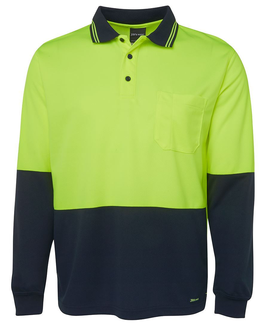 JB's Wear-JB's Hi Vis Long Sleeve Trad Polo - Adults-Lime/Navy / XS-Uniform Wholesalers - 6