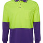 JB's Wear-JB's Hi Vis Long Sleeve Trad Polo - Adults-Lime/Purple / XS-Uniform Wholesalers - 10