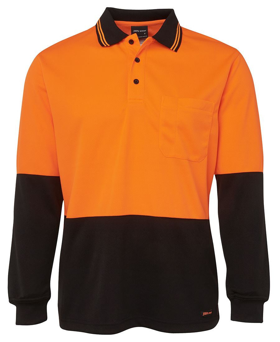 JB's Wear-JB's Hi Vis Long Sleeve Trad Polo - Adults-Orange/Black / XS-Uniform Wholesalers - 8