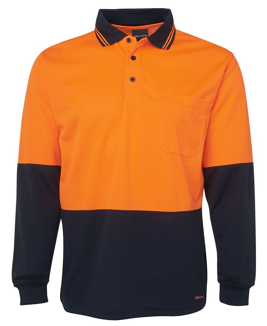 JB's Wear-JB's Hi Vis Long Sleeve Trad Polo - Adults-Orange/Navy / XS-Uniform Wholesalers - 9