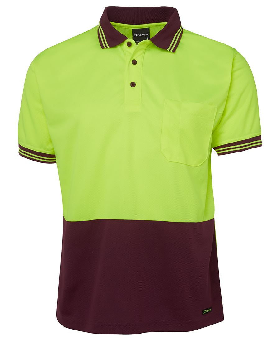 JB's Wear-Jb's Hi Vis Short Sleeve Traditional Polo - Adults-Lime/Maroon / XS-Uniform Wholesalers - 6