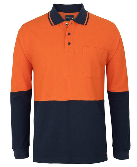 JBs Wear Hi Vis L/S Cotton Pique Trad Polo (6HVQL)